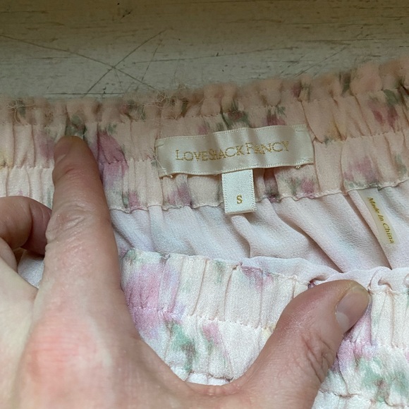 NWOT LoveShackFancy pink floral silk skirt size small - Picture 7 of 7